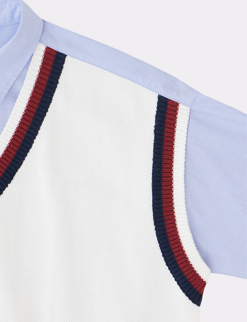 KNIT VEST LAYERED SHIRT