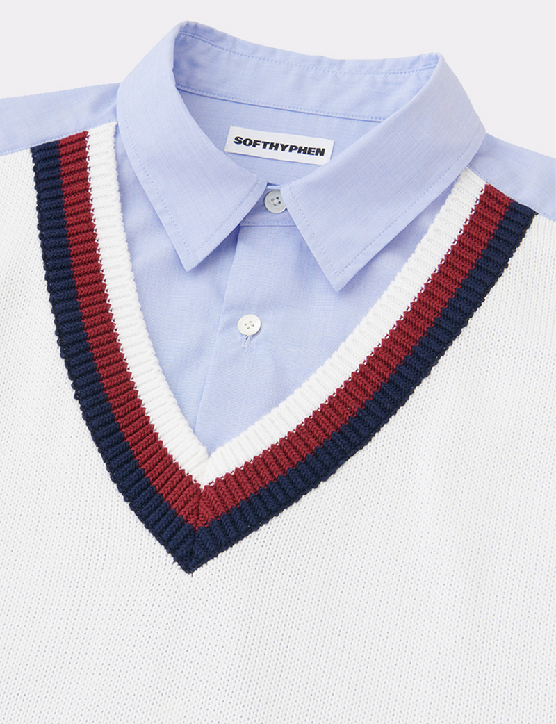 KNIT VEST LAYERED SHIRT