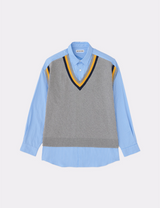 KNIT VEST LAYERED SHIRT