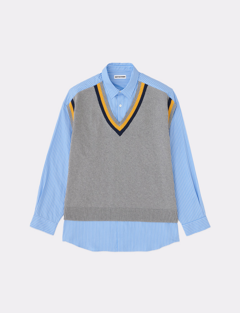 KNIT VEST LAYERED SHIRT