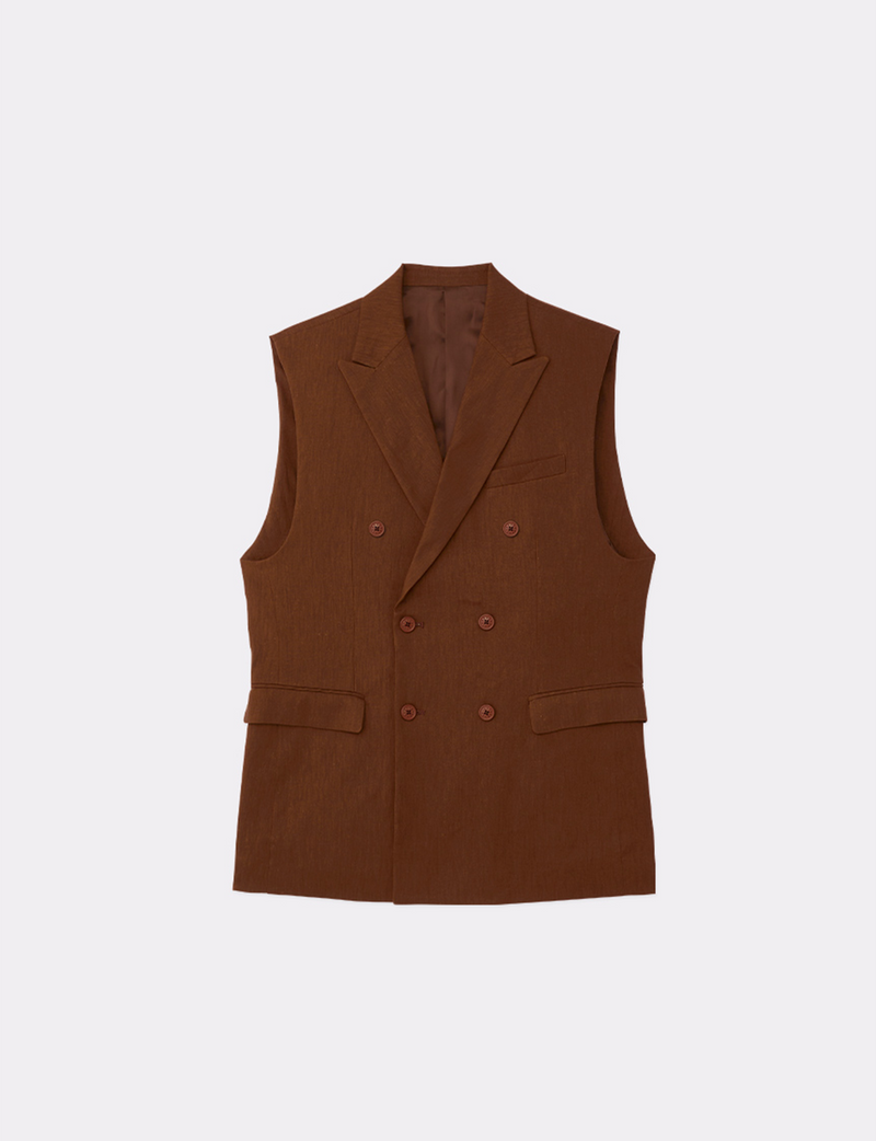 DOUBLE BREASTED NO SLEEVE JACKET