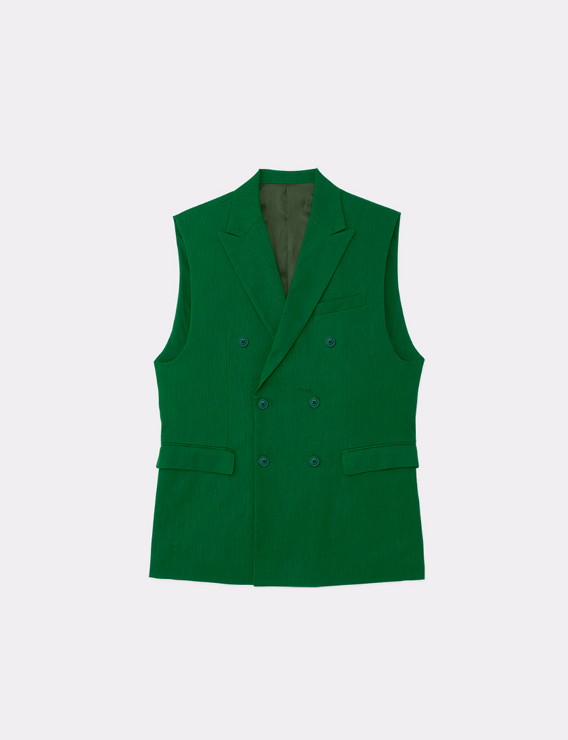 DOUBLE BREASTED NO SLEEVE JACKET
